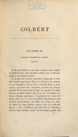Étude biographique sur Colbert
