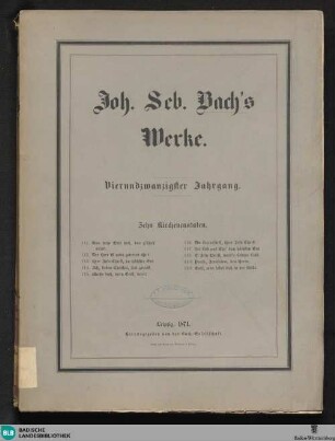 24 : Joh. Seb. Bach's Kirchencantaten ; Bd. 12: No. 111–120