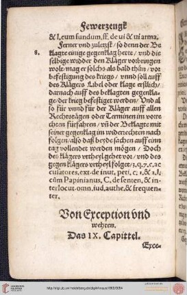 IX. Capittel: Von Exception und Wehren