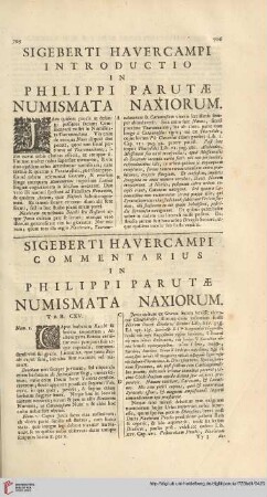 Sigeberti Havercampi introductio & commentarius in Philippi Parutae numismata Naxiorum