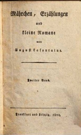 Mährchen, Erzählungen und kleine Romane, 2