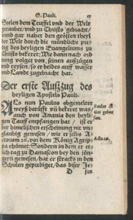 Der erste Außzug des heyligen Apostels Pauli.