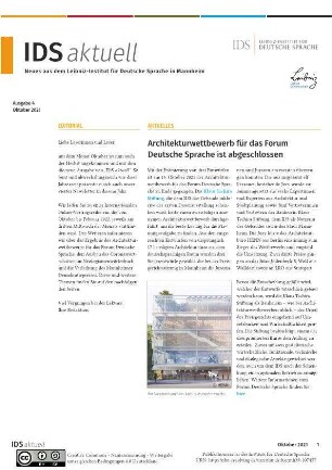 IDS aktuell. Neues aus dem Leibniz-Institut für Deutsche Sprache in Mannheim. Jg. 2021, Heft 4