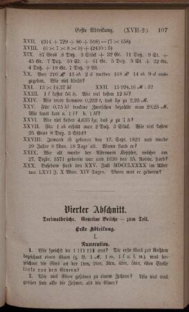 Vierter Abschnitt. Decimalbrüche. Gemeine Brüche - zum Teil.