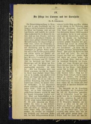 ¬Die¬ Pflege des Turnens und der Turnspiele
