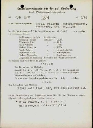 Trick, Wilhelm