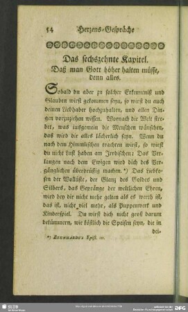 Das sechszehnte Kapitel. Daß man Gott höher halten müsse, denn alles