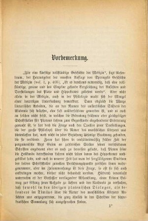 Die platonischen Dialoge in ihrem Verhältnisse zu den hippokratischen Schriften