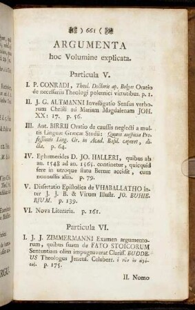 Argumenta hoc Volumine explicata.