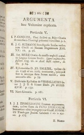 Argumenta hoc Volumine explicata.