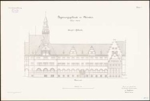 Regierungsgebäude, Minden: Aufriss Westansicht 1:100