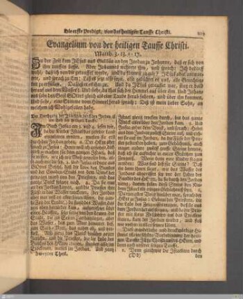 Die erste Predigt von der heiligen Tauffe Christi.