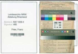Entnazifizierung Franz De Fries , geb. 05.10.1902 (Kaufm.Angestellter)