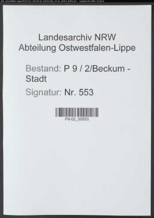Sterberegister Standesamt Beckum-Stadt