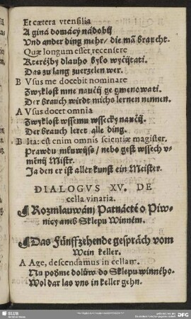 Dialogus XV. De cella vinaria