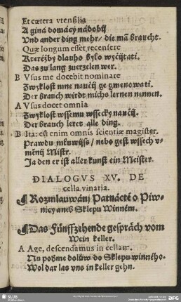 Dialogus XV. De cella vinaria