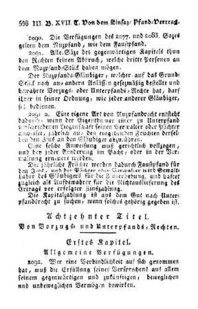 Achtzehnter Titel. Von Vorzugs- und Unterpfands-Rechten.