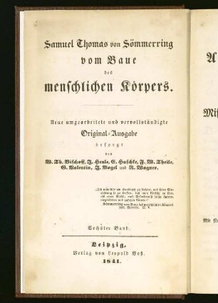 Allgemeine Anatomie : Lehre von den Mischungs- und Formbestandtheilen des menschlichen Körpers ; mit 5 Taf. Abb. in Stahlstich u. 32 in d. Text eingedr. Holzschn.