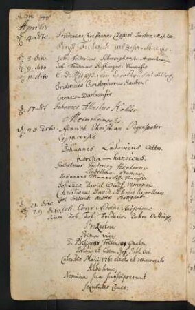 Sommerhalbjahr 1761. Rektorat (Prorektor) Philipp Friedrich Gmelin