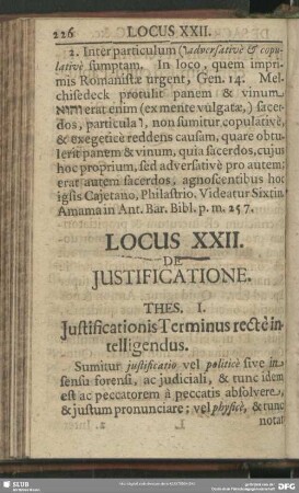 Locus XXII. De Justificatione