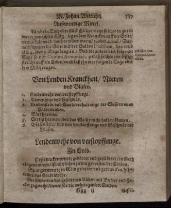 Von Lenden Kranckheit, Nieren und Blasen