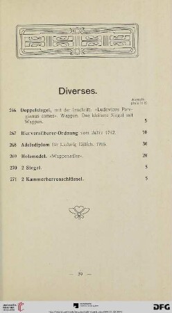 Diverses (Nr. 266-271)