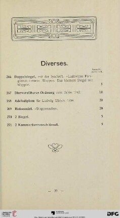 Diverses (Nr. 266-271)