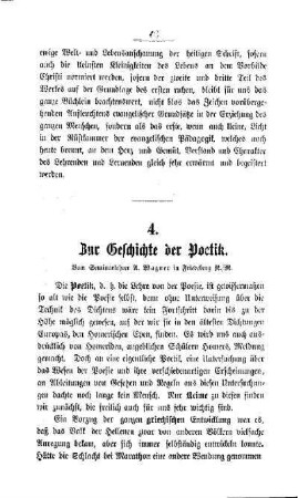 Zur Geschichte der Poetik