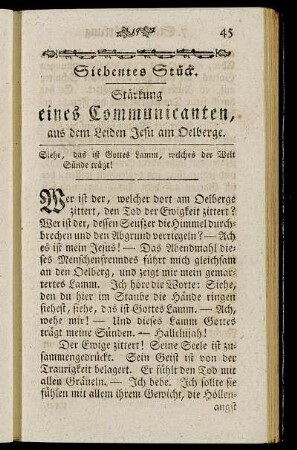 Siebentes Stück. Stärkung eines Communicanten,...