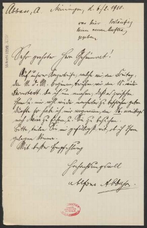Brief an Ludwig Strecker  : 06.02.1910