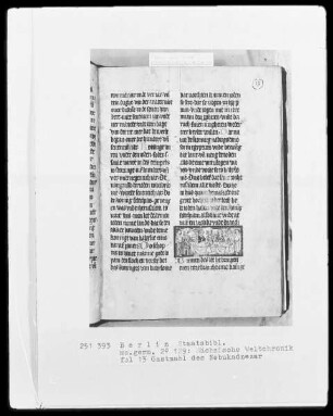 Sächsische Weltchronik (bis zum Jahre 1229) — Gastmahl des Nebukadnezar, Folio 13recto