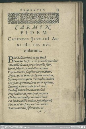 Carmen Eidem Calendis Januari Anni MDCXVI oblatum