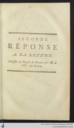 Seconde Réponse A La Lettre Adressée au Peuple de Rennes