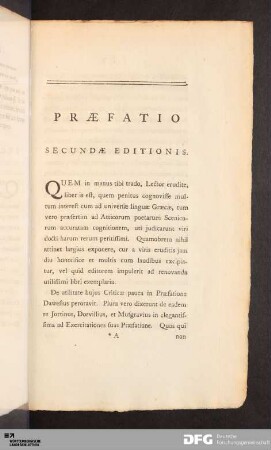 Præfatio Secundæ Editionis
