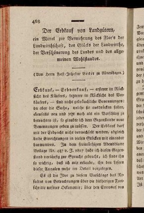 Der Erbkauf von Landgütern, ein Mittel zur Vermehrung des Flor's der Landwirthschaft, des Glücks der Landwirthe der Verschönerung des Landes und des allgemeinen Wohlstandes