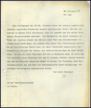 Bericht des ersten Sekretars an das General-Sekretariat
