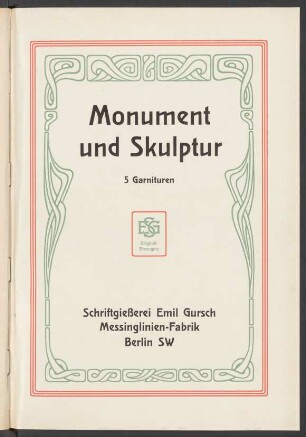Monument und Skulptur : 5 Garnituren : diesem Heft beigefügt: Religiöse Vignetten, Reform-Ornamente und dekorative Vignetten