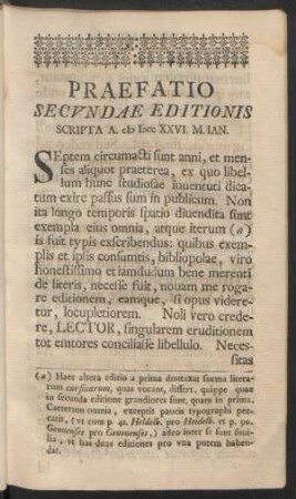 Praefatio Secundae Editionis