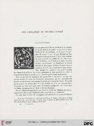 5. Pér. 11.1925: Les origines du Musée Condé : les peintures