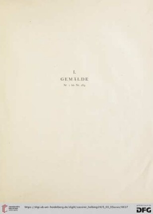 I. Gemälde (Nr. 1-184)