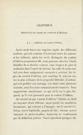 Chapitre II. Définition et objet du contrat d'édition