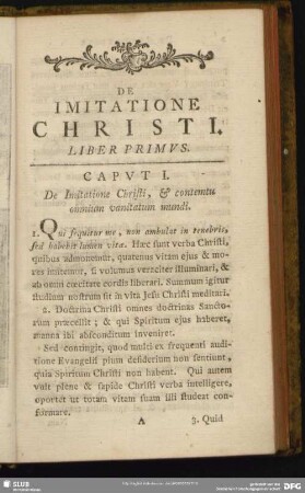 De Imitatione Christi. Liber Primus