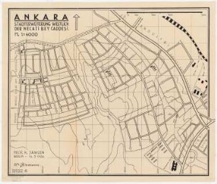 Gesamtbebauungsplan Ankara Teilbebauungsplan äußere Stadt: Grundplan 1:4000, Gebiet westlich der Necati Bey Caddesi
