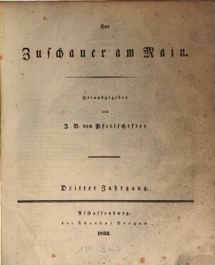 Der Zuschauer am Main : Zeitschrift für Politik und Geschichte, 3. 1833