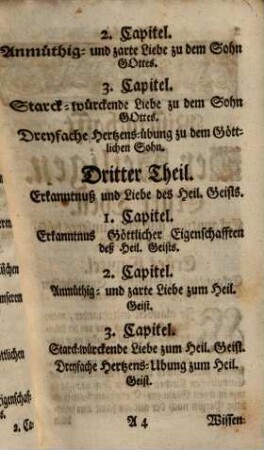 Wissenschafft Der Heiligen Durch Erkanntnus und Liebe Des Drey-Einigen Gottes Zum Gebrauch derjenigen, Welche Nach Christlicher Vollkom̄enheit Begürig trachten