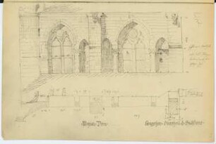 Dom, Wetzlar: Ansicht von Süden, Fassadenschnitt horizontal (aus: Skizzen- und Fotoalbum 2)