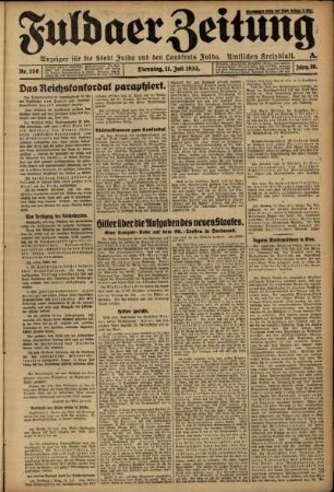 Ausgabe vom Dienstag, den 11. Juli 1933.