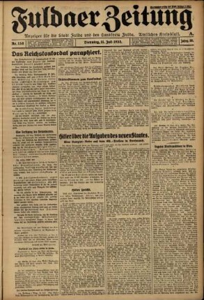 Ausgabe vom Dienstag, den 11. Juli 1933.