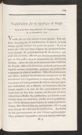 Considérations sur la république de Venise.