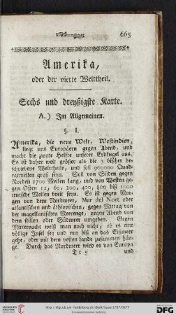 Sechs und dreyßigste Karte: Amerika, oder der vierte Welttheil